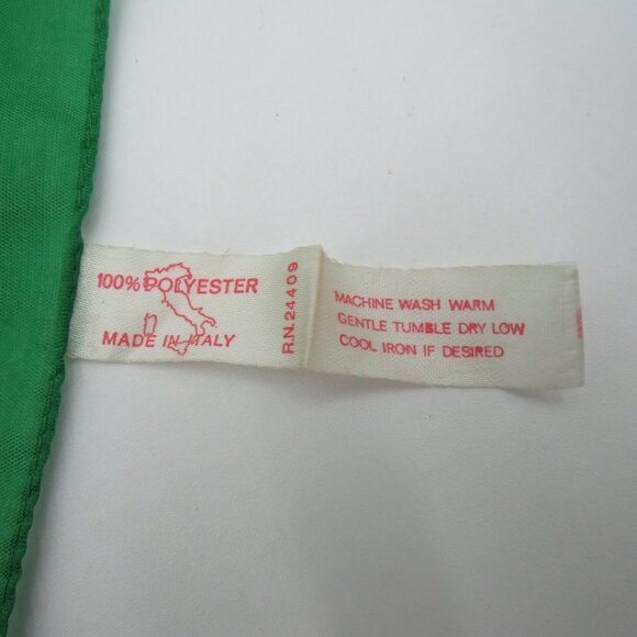 Vintage Scarf Green Floral Polyester 22" Hemmed Square Made In Italy - Picture 5 of 7